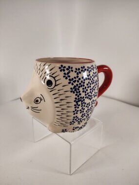 HEDGEHOG MUG BY YOKOHAMA STUDIO blue orange red cream black floral